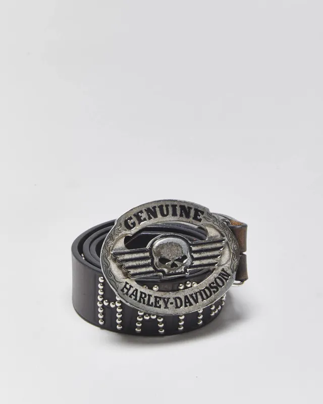 Vintage Harley Davidson Studded Chunky Buckle Belt W29-W33 made by Harley-Davidson