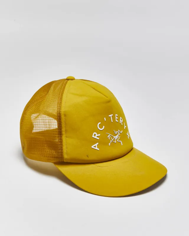 Vintage Arc'teryx Mustard Soft Shell Arc'Word Bird Trucker Cap - OS made by Arc'teryx