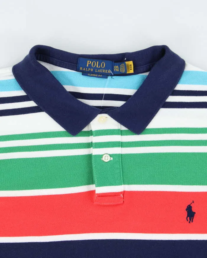 Vintage Polo Ralph Lauren Multicoloured Striped Classic Fit Short Sleeve Polo Shirt - XXL sold by Rokit product image thumbnail 5