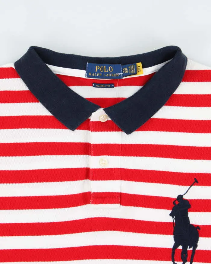 Vintage Polo Ralph Lauren Big Pony #3 Multicoloured Striped Classic Fit Short Sleeve Polo Shirt - XXL sold by Rokit product image thumbnail 5