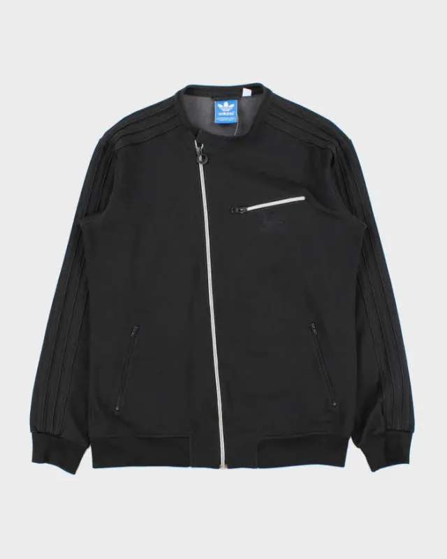 Vintage Y2K 00s Adidas Originals Satin 3-Stripe Asymmetrical Cafe Racer Track Jacket - M made by Adidas