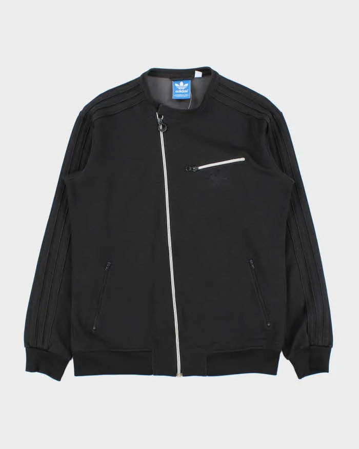 Vintage Y2K 00s Adidas Originals Satin 3-Stripe Asymmetrical Cafe Racer Track Jacket - M sold by Rokit