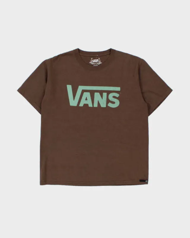 Vintage Vans Classic Logo Heavyweight Marl Brown Crewneck T-Shirt - XL made by Vans