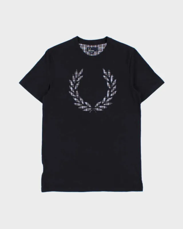 Vintage Fred Perry Embroidered Tartan Laurel Wreath Crewneck T-Shirt - S made by Fred Perry