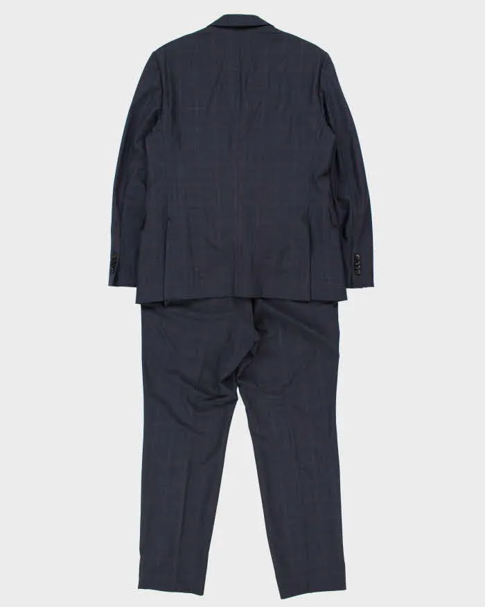 Vintage Z Zegna Navy Tartan Wool Drop 8 Single Breasted Slim Leg Two-Piece Suit - L sold by Rokit product image thumbnail 2