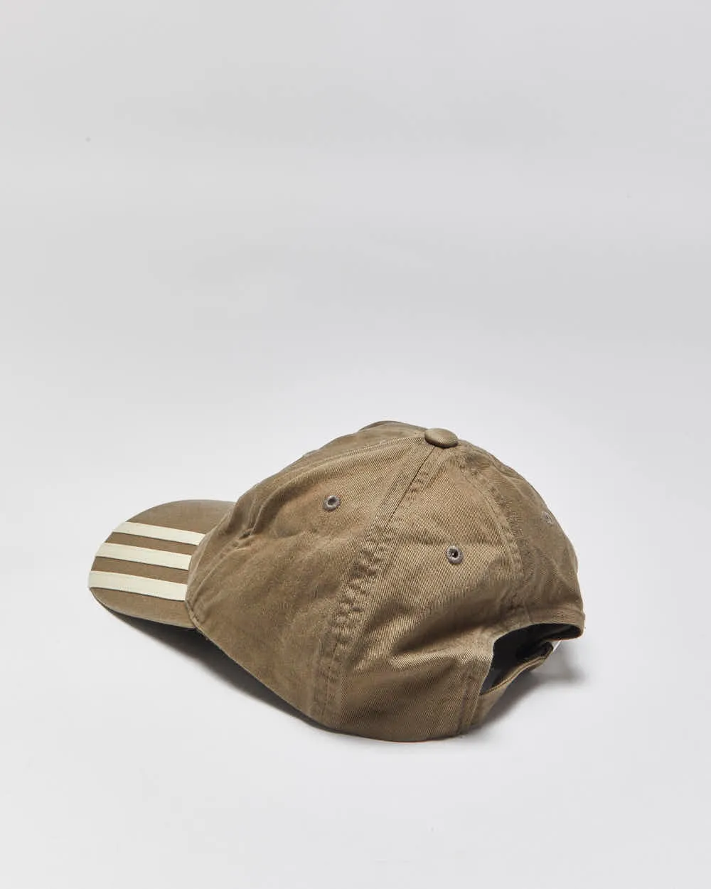 Vintage Y2K 00s Adidas Khaki Embroidered 3-Stripe Baseball Cap - OS sold by Rokit product image thumbnail 2