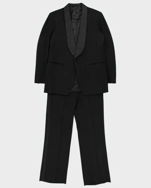 Vintage 1970s Harrisons Made In England Wool Satin Lapel / Galloon Braid Bootcut Flare Two-Piece Tuxedo - M made by Rokit