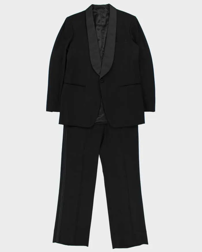 Vintage 1970s Harrisons Made In England Wool Satin Lapel / Galloon Braid Bootcut Flare Two-Piece Tuxedo - M sold by Rokit