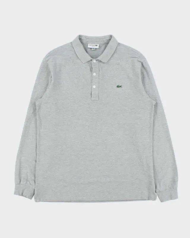 Vintage Lacoste Marl Grey Slim Fit Long Sleeve Polo Shirt - L made by Lacoste