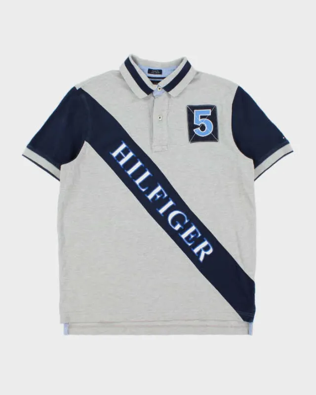 Vintage Y2K 00s Tommy Hilfiger Marl Embroidered Striped Custom Fit Short Sleeve Polo Shirt - M made by Tommy Hilfiger