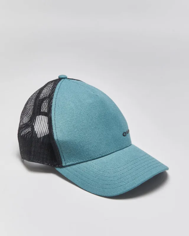 Vintage Oakley Teal Canvas Classic Mid Trucker Hat - OS made by Oakley
