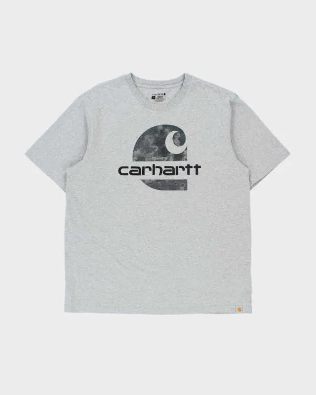 Vintage Carhartt Marl Grey Heavyweight Cloud Logo Loose Fit Crewneck T-Shirt - L made by Carhartt