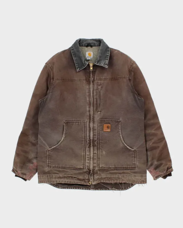 Vintage Carhartt C61 DKB Distressed Duck Canvas Sherpa Lined Ridge Jacket - L made by Carhartt