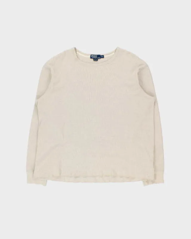Vintage 1990s Polo Ralph Lauren Cotton & Linen Heavyweight Long Sleeve T-shirt - XXL made by Ralph Lauren