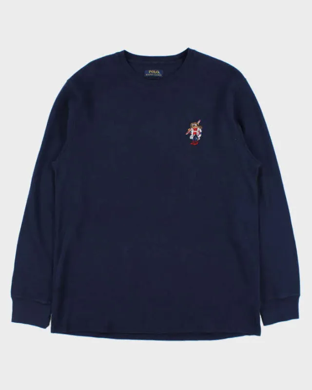 Vintage Polo Bear Ralph Lauren Ski Long Sleeve Waffle T-Shirt - XL made by Ralph Lauren
