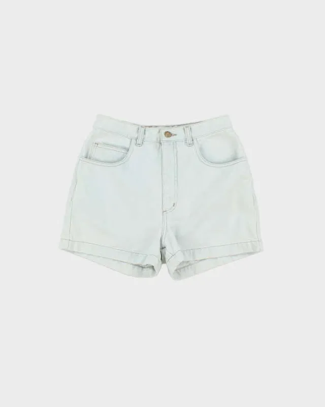 Vintage 1990s Guess Women's High Waisted Light Wash Denim Mini Shorts - W26 made by Guess