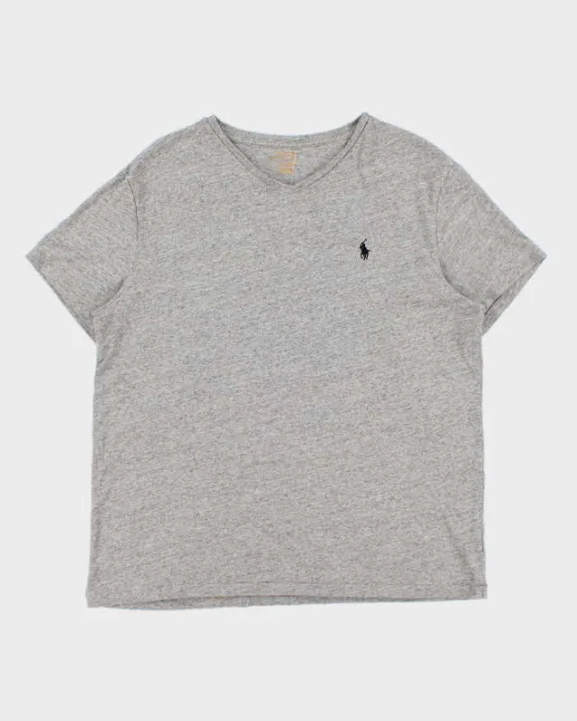 Vintage Polo Ralph Lauren Marl Grey Classic V-Neck T-Shirt - L made by Ralph Lauren