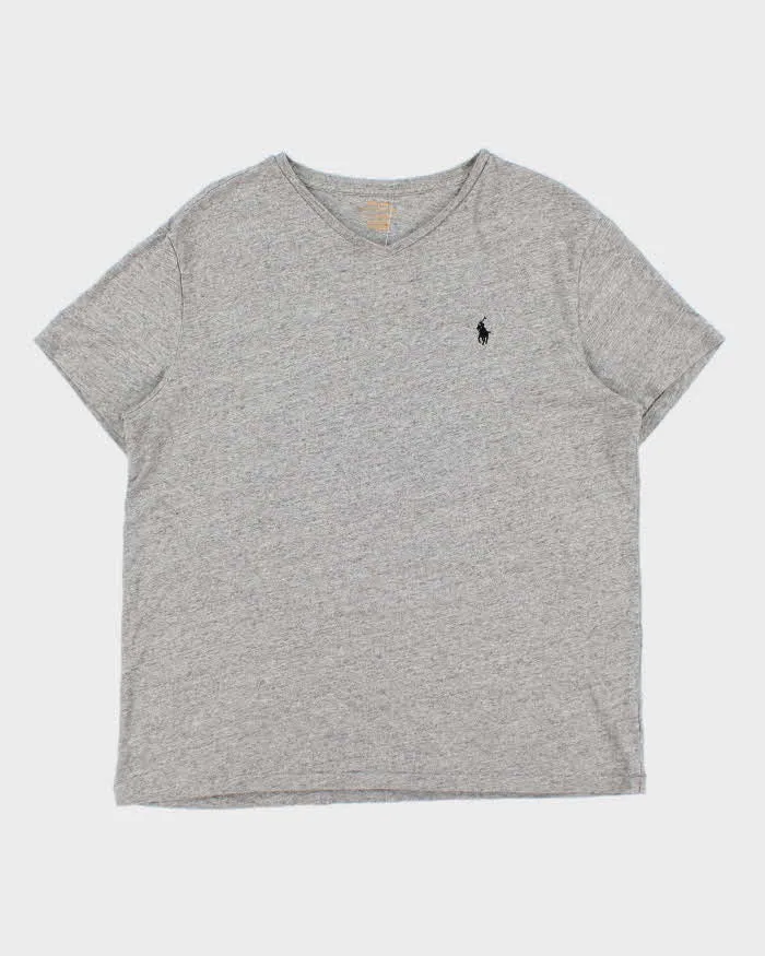 Vintage Polo Ralph Lauren Marl Grey Classic V-Neck T-Shirt - L sold by Rokit