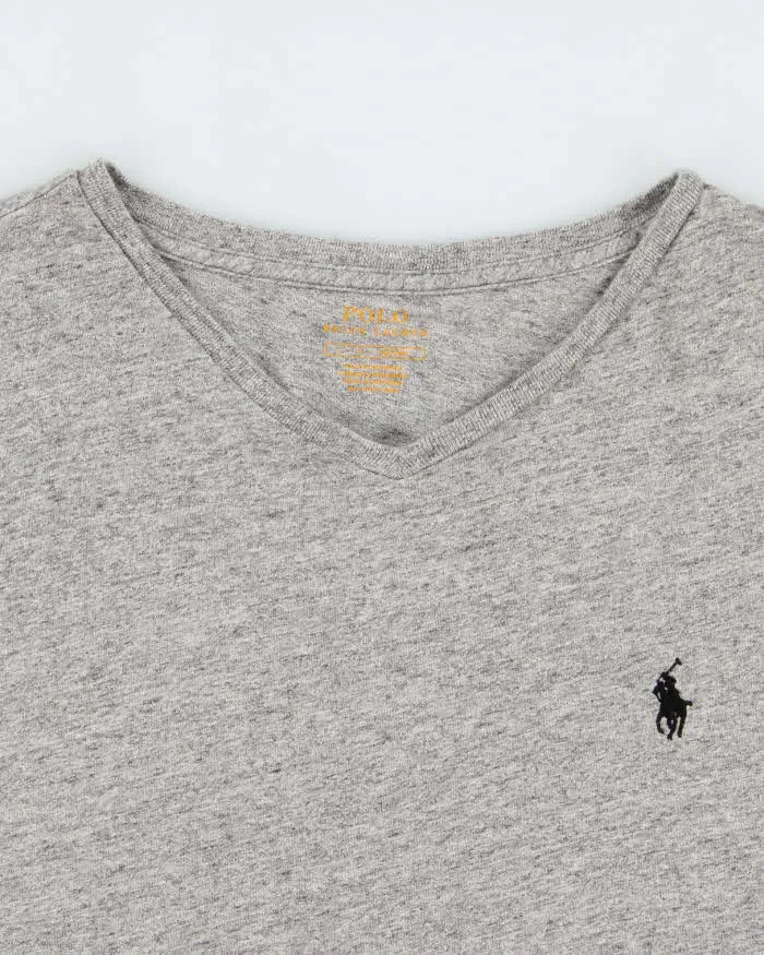 Vintage Polo Ralph Lauren Marl Grey Classic V-Neck T-Shirt - L sold by Rokit product image thumbnail 5