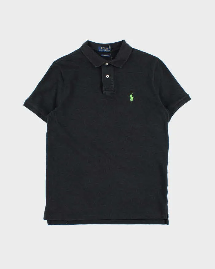 Vintage Polo Ralph Lauren Marl Grey Volt Pony Classic Slim Fit Short Sleeve Polo Shirt - M sold by Rokit