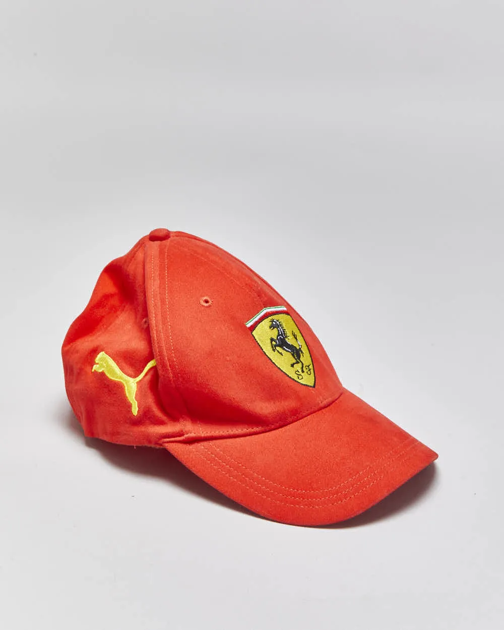 Vintage Y2K 00s Puma Ferrari Embroidered Soft Canvas Flex Fit Baseball Cap - S/M sold by Rokit