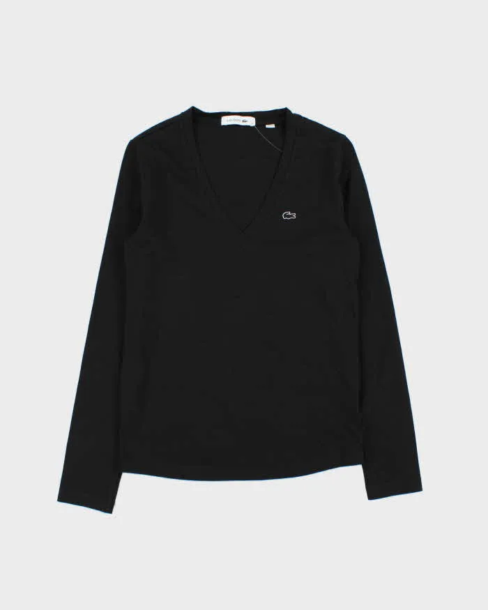 Vintage Lacoste Women's Classic Croc Long Sleeve V-Neck T-Shirt - S sold by Rokit