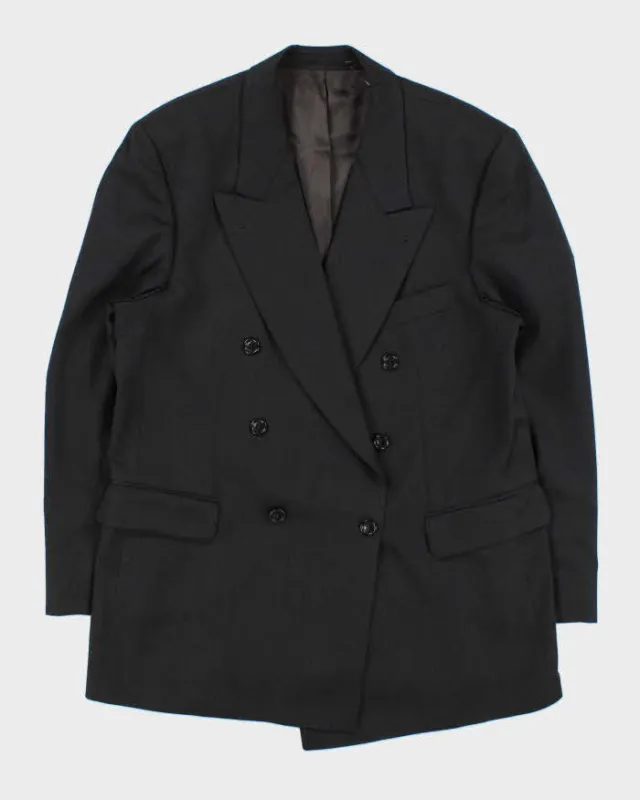 Vintage 1990s Strellson Shogun Khan Charcoal Wool Double Breasted Blazer - L made by Rokit