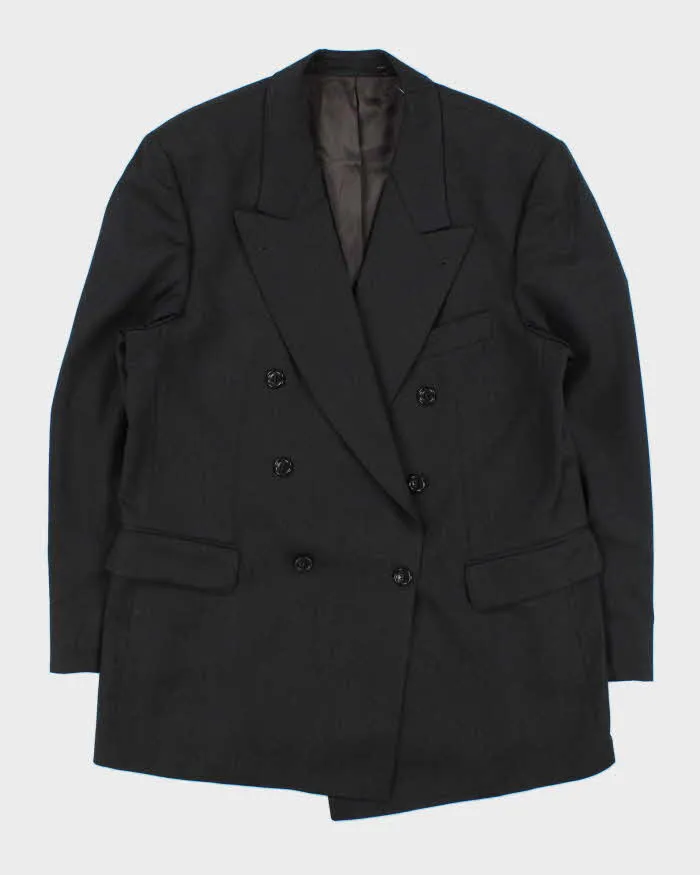 Vintage 1990s Strellson Shogun Khan Charcoal Wool Double Breasted Blazer - L sold by Rokit