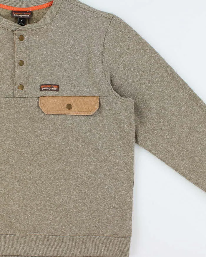 Vintage Patagonia Marl Khaki Fleece Lined Snap Button Canvas Pocket Sweatshirt - M sold by Rokit product image thumbnail 3
