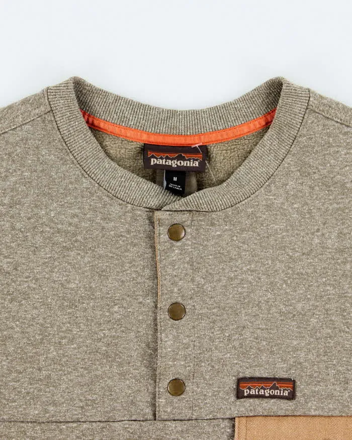 Vintage Patagonia Marl Khaki Fleece Lined Snap Button Canvas Pocket Sweatshirt - M sold by Rokit product image thumbnail 5