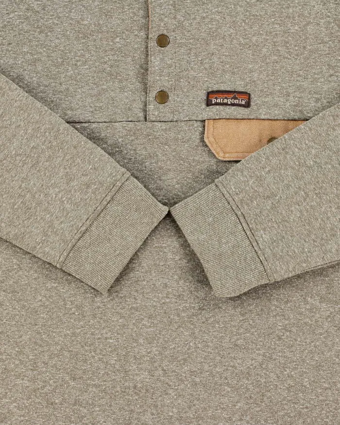 Vintage Patagonia Marl Khaki Fleece Lined Snap Button Canvas Pocket Sweatshirt - M sold by Rokit product image thumbnail 4