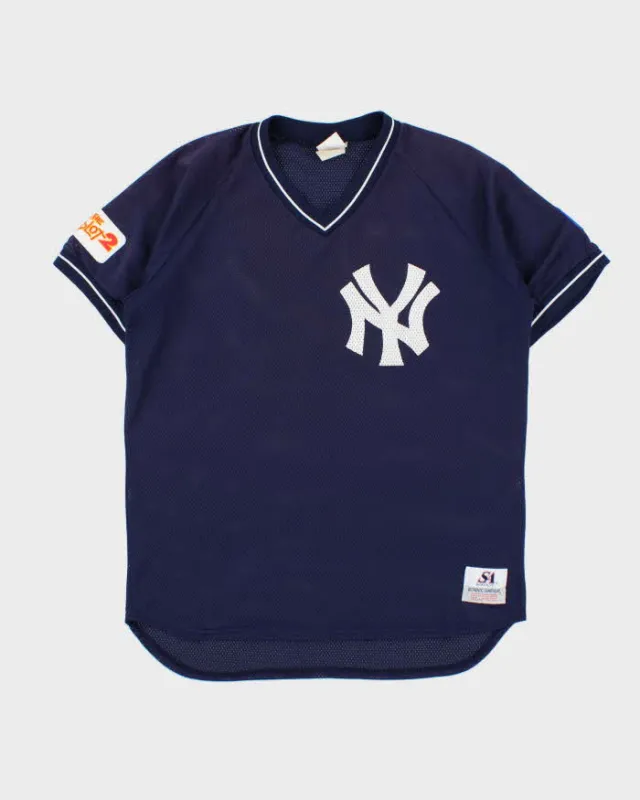 Vintage 1990s Saxon Ath. N.Y Yankees Little League Mesh V-Neck Baseball Jersey - M made by Rokit