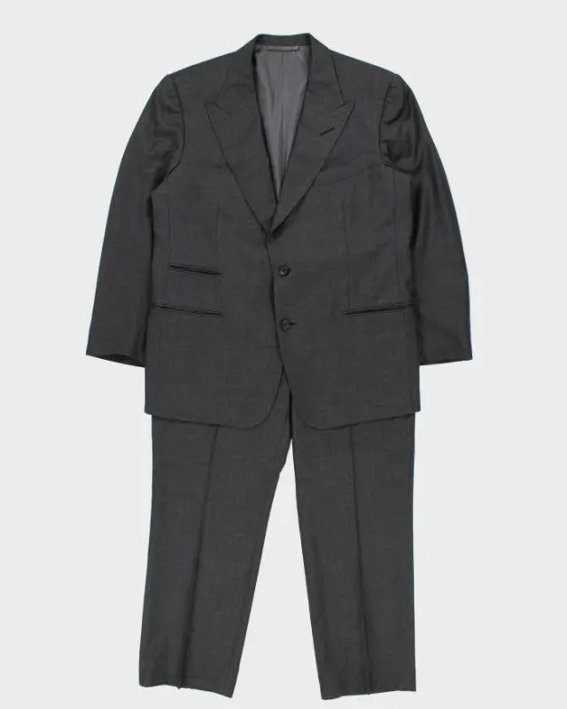 2022 Tom Ford Charcoal Woven Wool Pointed Lapel Single Breasted Relaxed Straight Leg Two-Piece Suit - XL made by Rokit