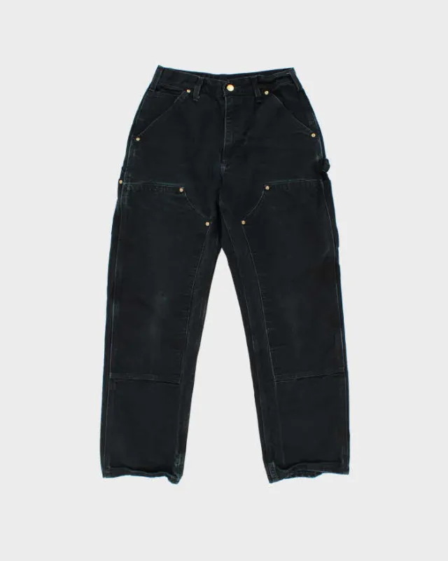 2014 Carhartt B01 BLK Duck Canvas Double Knee 125th Anniversary Union Made In USA Original Fit Carpenter Trousers - W27 L28 made by Carhartt