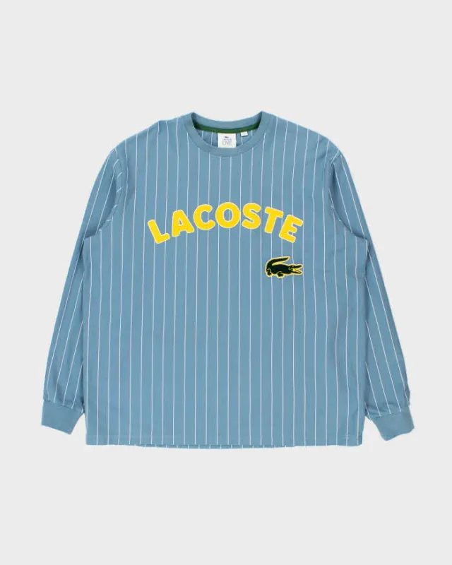 Vintage Lacoste Live Pinstripe Heavyweight Long Sleeve Crewneck T-Shirt - XL made by Lacoste