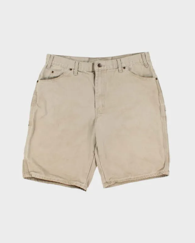 Vintage Dickies Khaki Canvas Loose Fit Wide Leg Carpenter Shorts - W36 made by Dickies