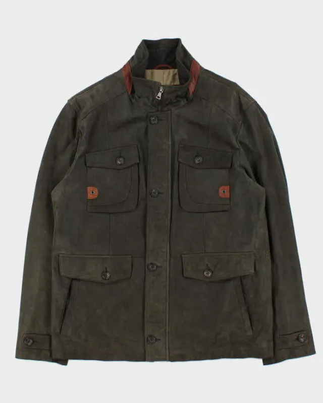 Vintage Y2K 00s Danier Forest Green Leather Military Motorcycle Jacket - L made by Rokit