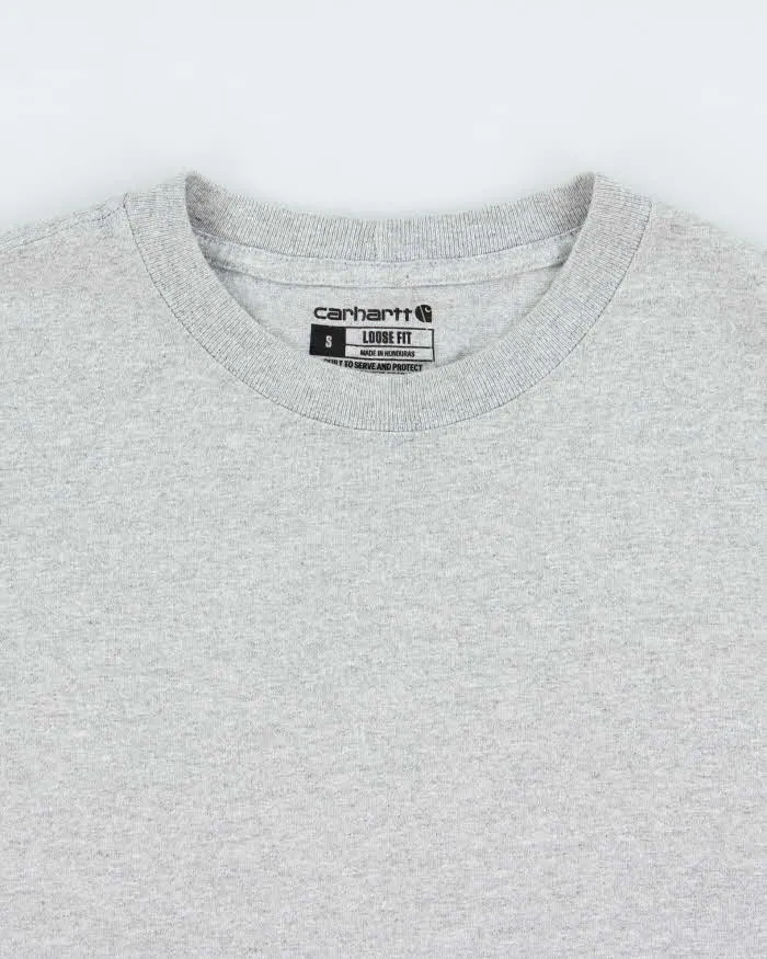 Vintage Carhartt Marl Grey Heavyweight Long Sleeve Logo Loose Fit Crewneck T-Shirt - S sold by Rokit product image thumbnail 5