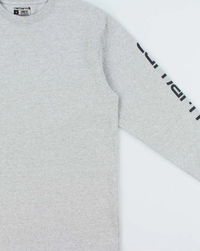 Vintage Carhartt Marl Grey Heavyweight Long Sleeve Logo Loose Fit Crewneck T-Shirt - S sold by Rokit product image thumbnail 3