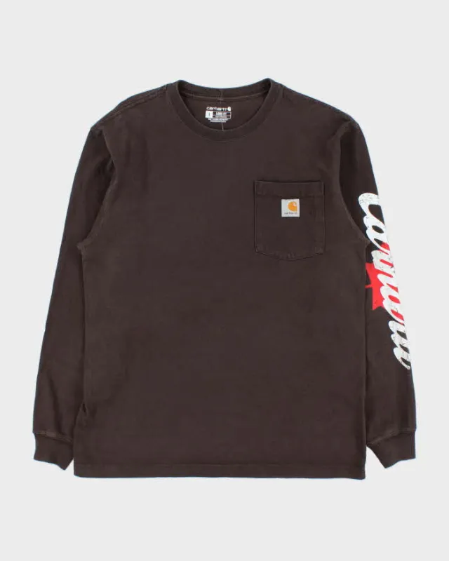 Vintage Carhartt Heavyweight Long Sleeve Logo Loose Fit Crewneck Pocket T-Shirt - S made by Carhartt