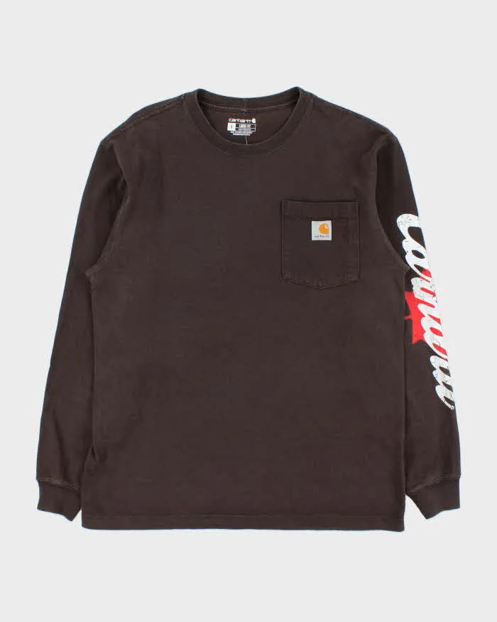 Vintage Carhartt Heavyweight Long Sleeve Logo Loose Fit Crewneck Pocket T-Shirt - S sold by Rokit