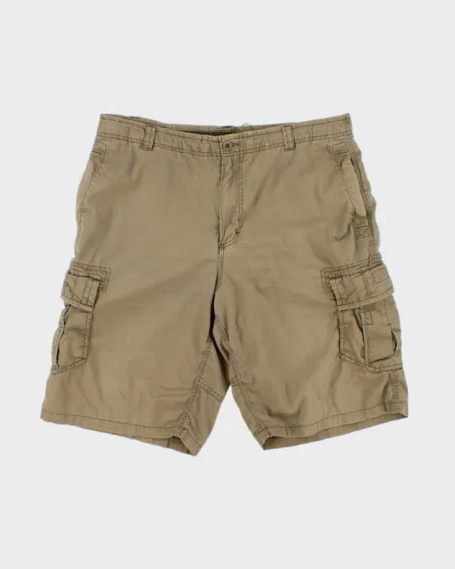 Vintage Y2K 00s Nike Ath Dept. Khaki Canvas Loose Fit Wide Leg Cargo Shorts - L made by Nike