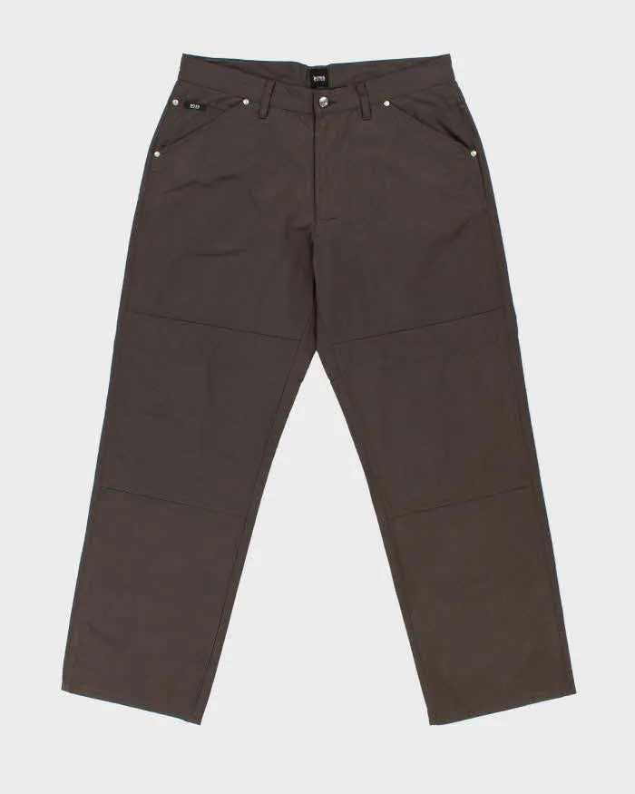 Vintage Y2K 00s Hugo Boss 'Miner' Brown Wide Leg Insulated Trousers - W36 L32 sold by Rokit