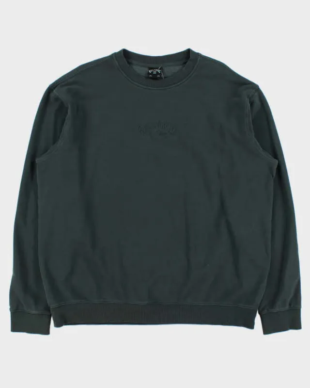 Vintage Billabong Heavyweight Forest Green Embroidered Crewneck Sweatshirt - XXL made by Rokit