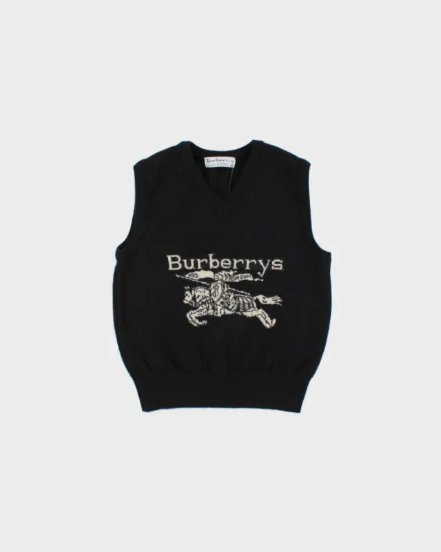 Vintage 1990s Burberry Pure New Wool Made In Scotland Logo Knit Sweater Vest - S made by Burberry