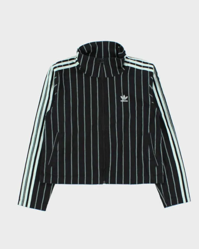 Vintage Adidas Originals Women's Spearmint Pinstripe Denim Track Jacket - XS made by Adidas
