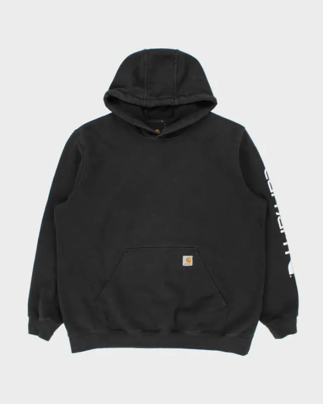 Vintage Carhartt Black Midweight Sleeve Logo Original Fit Pullover Hoodie - XL made by Carhartt