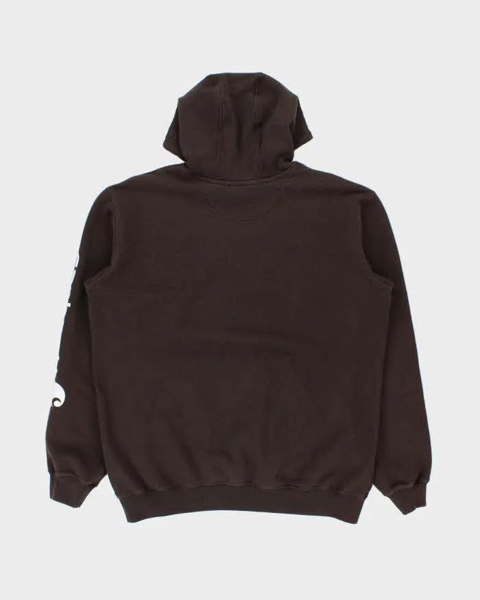 Vintage Carhartt Brown Midweight Sleeve Logo Tall Original Fit Pullover Hoodie - L sold by Rokit product image thumbnail 2