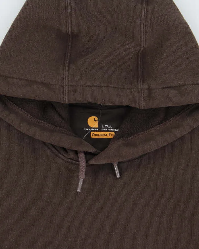 Vintage Carhartt Brown Midweight Sleeve Logo Tall Original Fit Pullover Hoodie - L sold by Rokit product image thumbnail 5