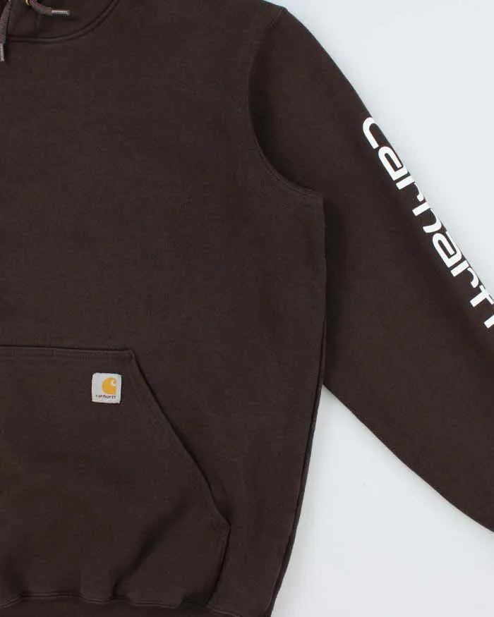 Vintage Carhartt Brown Midweight Sleeve Logo Tall Original Fit Pullover Hoodie - L sold by Rokit product image thumbnail 3